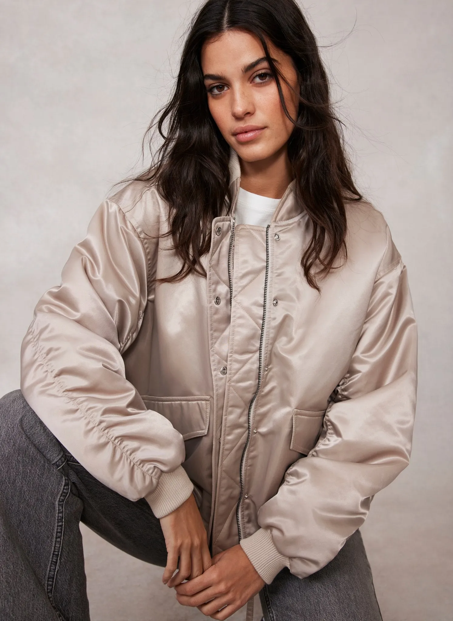 Taupe Bomber Jacket sold by Mint Velvet