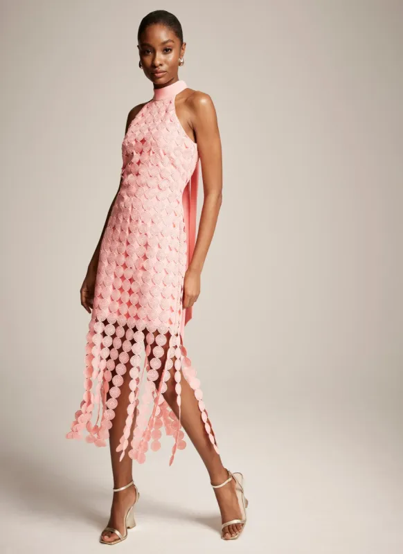 Pink Disc Fringed Midi Dress sold by Mint Velvet