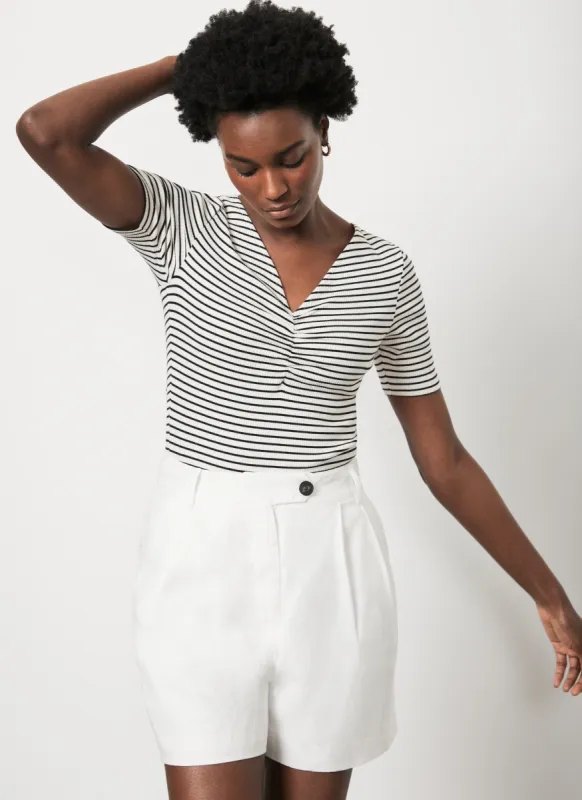 Striped Cotton Ruched Top sold by Mint Velvet