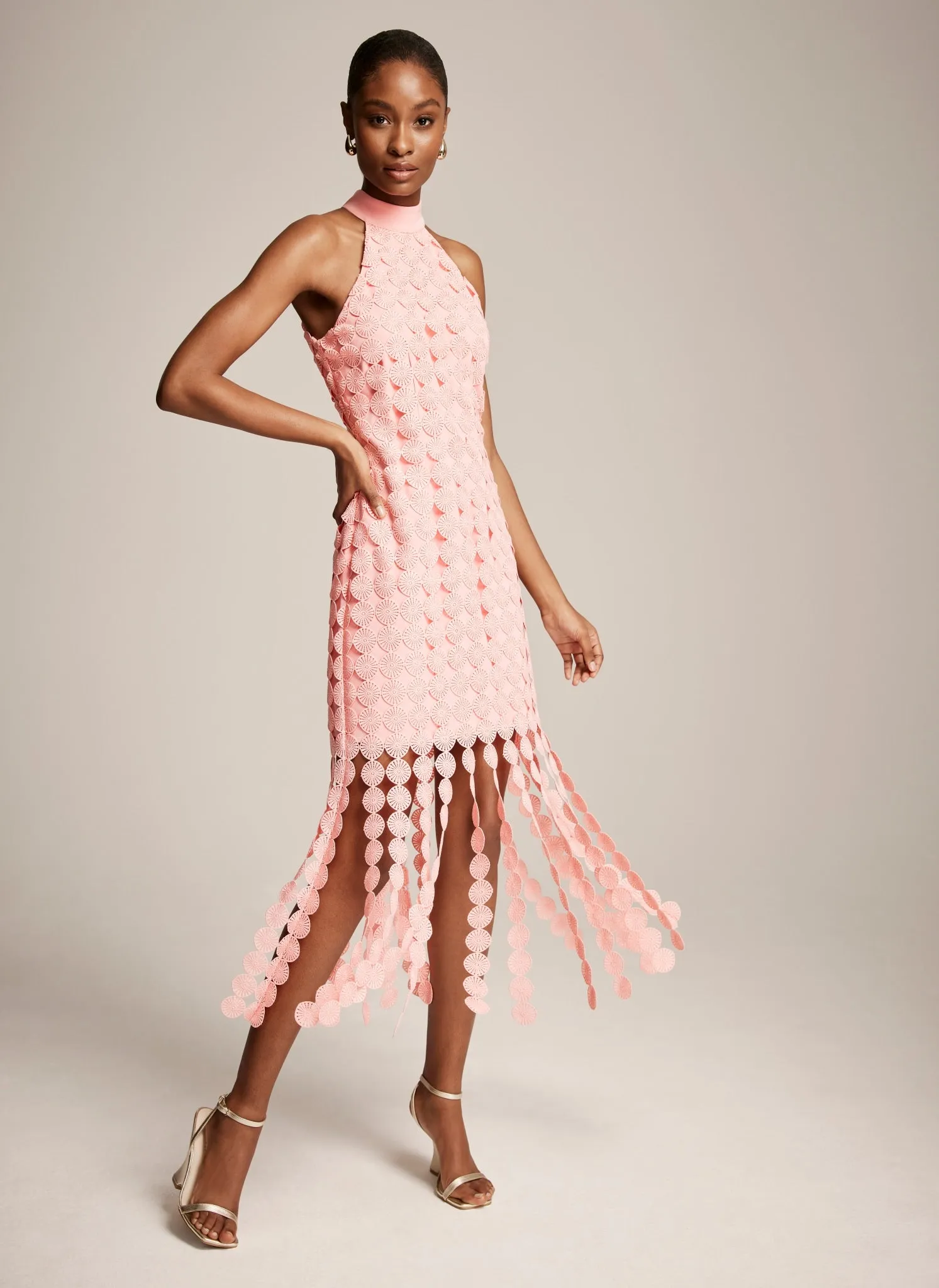 Pink Disc Fringed Midi Dress sold by Mint Velvet product image thumbnail 3