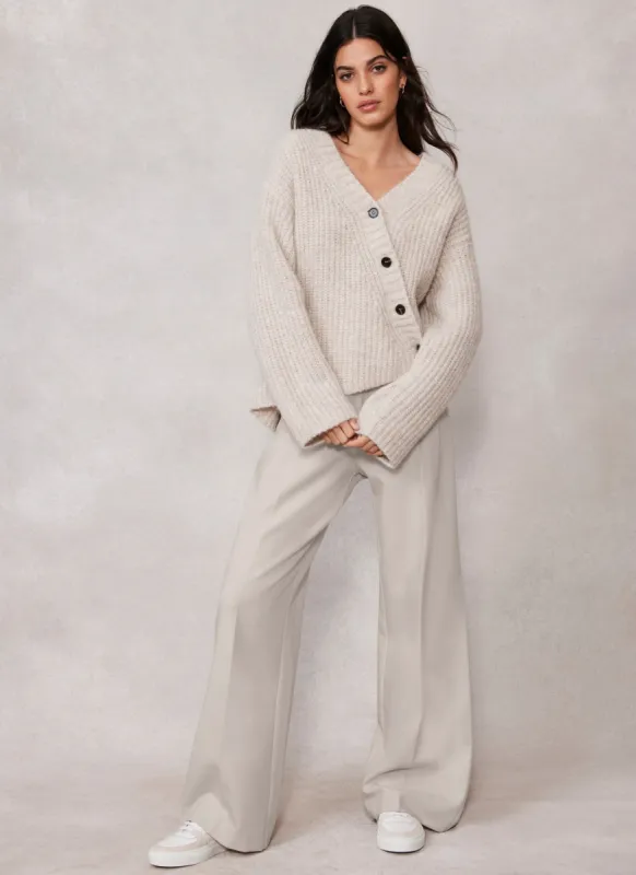 Neutral Wide Tailored Trousers sold by Mint Velvet
