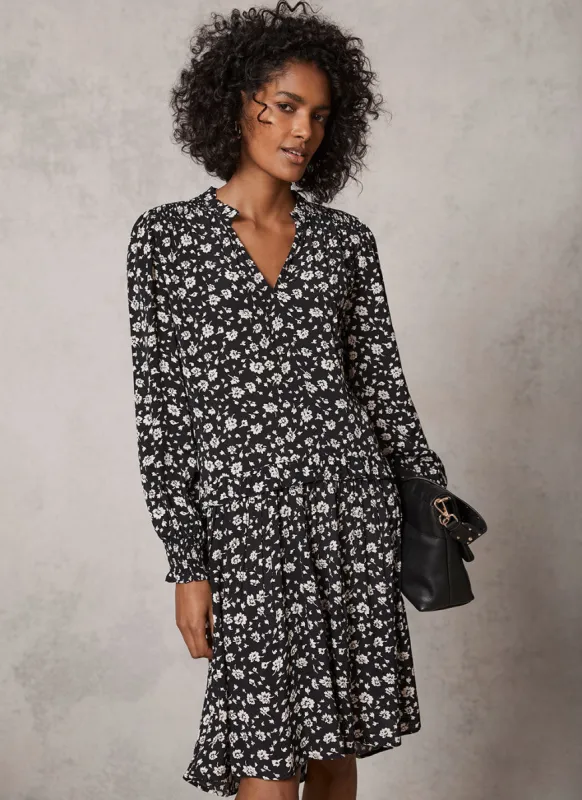 Darcie Black Floral Mini Dress sold by Mint Velvet