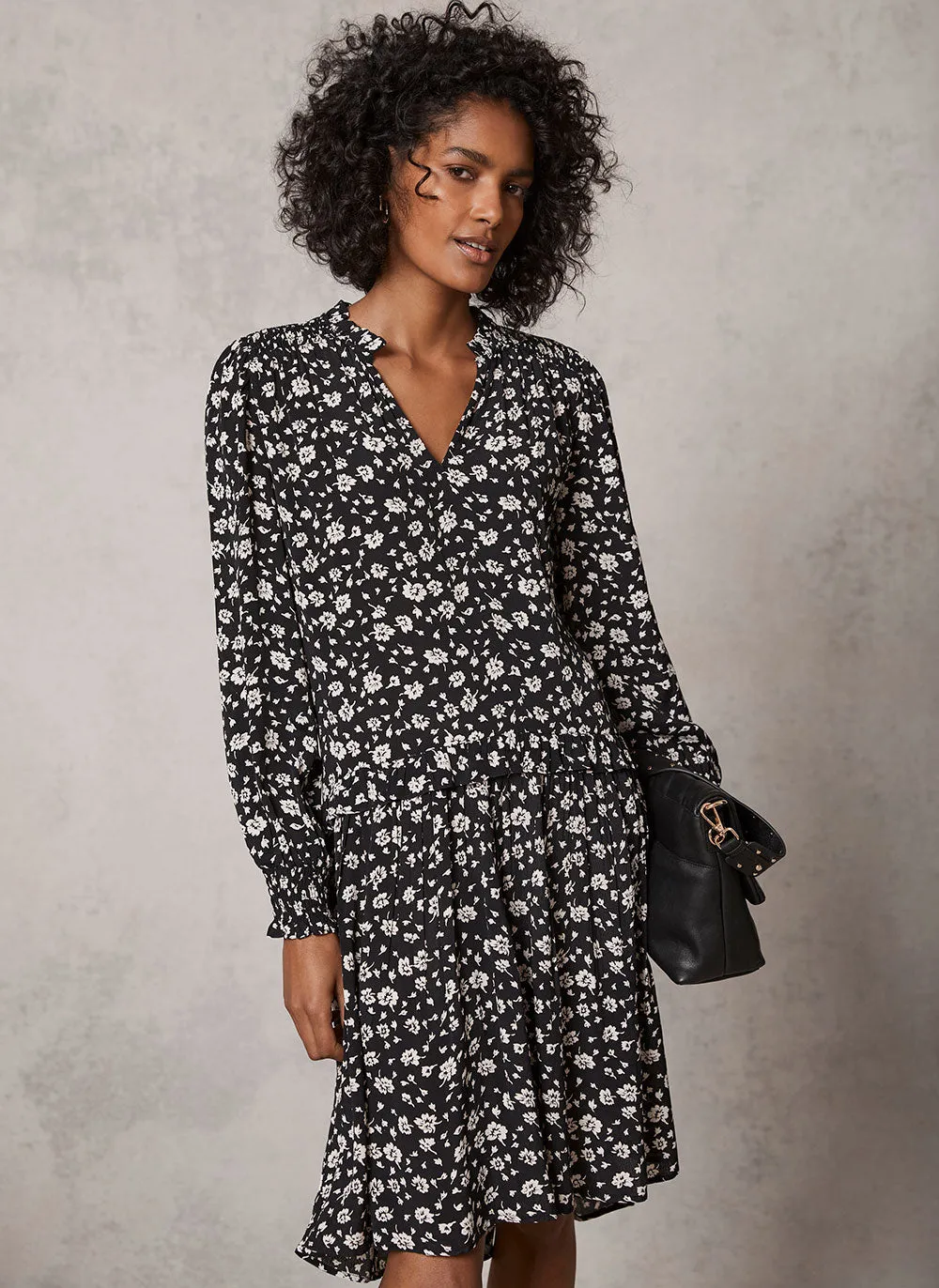 Darcie Black Floral Mini Dress sold by Mint Velvet