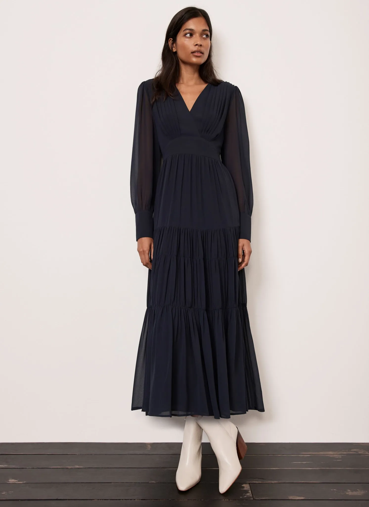 Navy Tiered Maxi Dress sold by Mint Velvet product image thumbnail 4