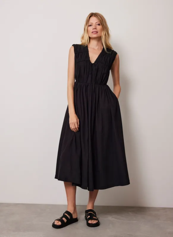 Black Cotton Tie Midi Dress sold by Mint Velvet