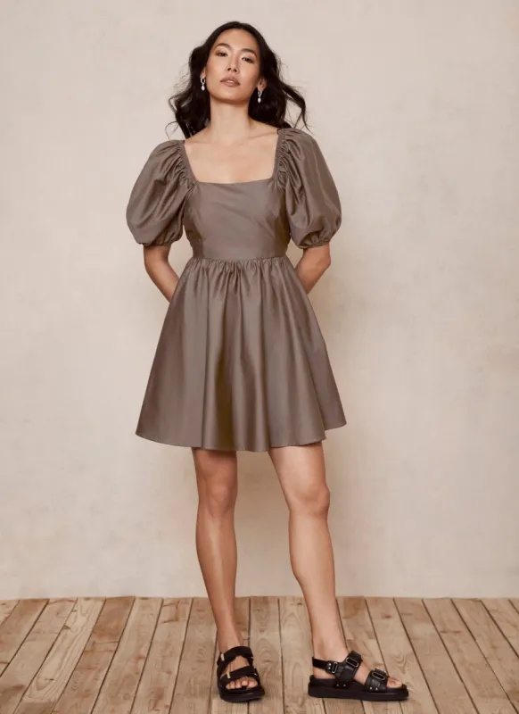Brown Puff Sleeve Mini Dress sold by Mint Velvet