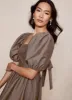 Brown Puff Sleeve Mini Dress sold by Mint Velvet
