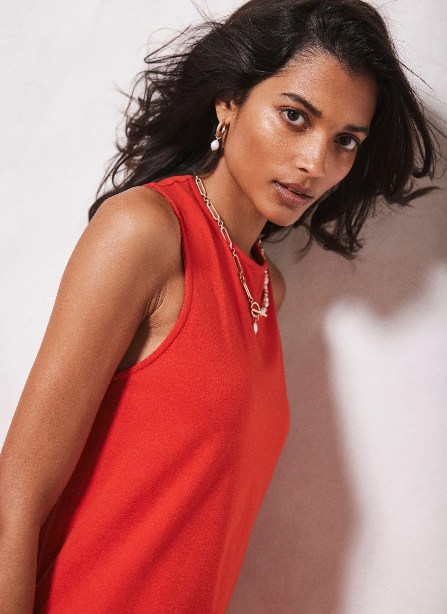 Red Drop Hem Midi Dress sold by Mint Velvet product image thumbnail 3