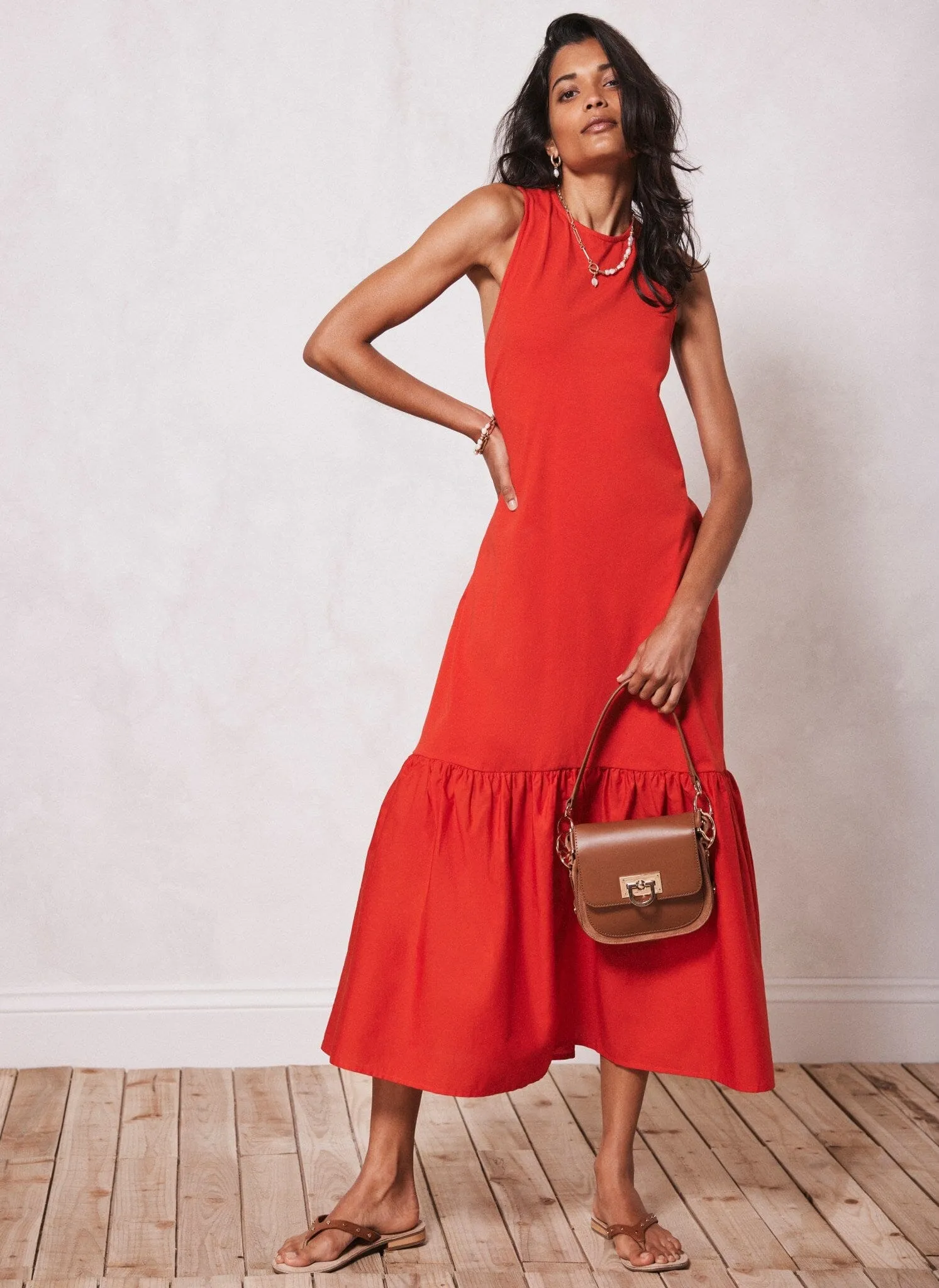 Red Drop Hem Midi Dress sold by Mint Velvet product image thumbnail 5