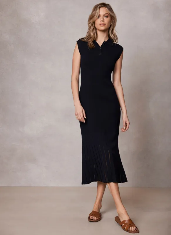 Navy Sheer Detail Midi Dress sold by Mint Velvet