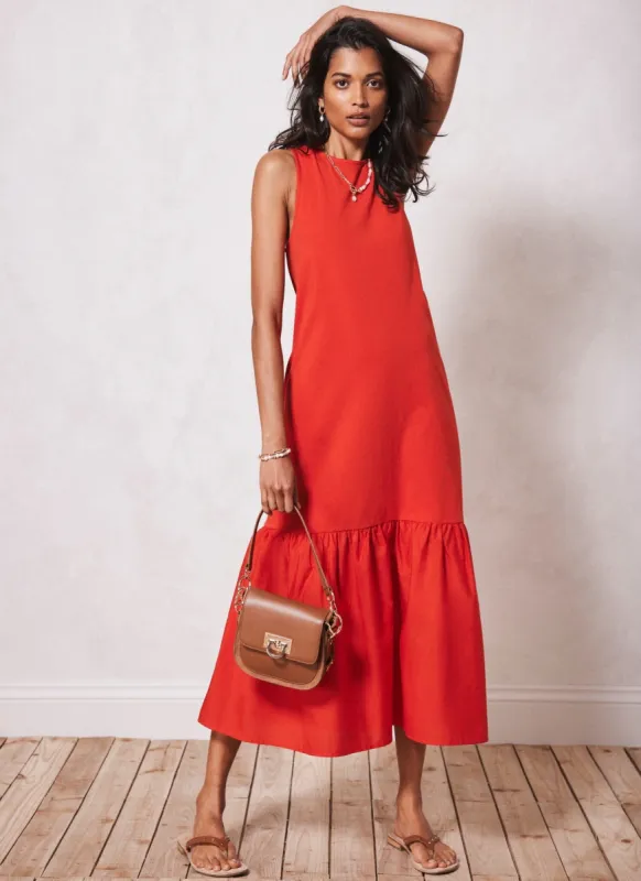 Red Drop Hem Midi Dress sold by Mint Velvet