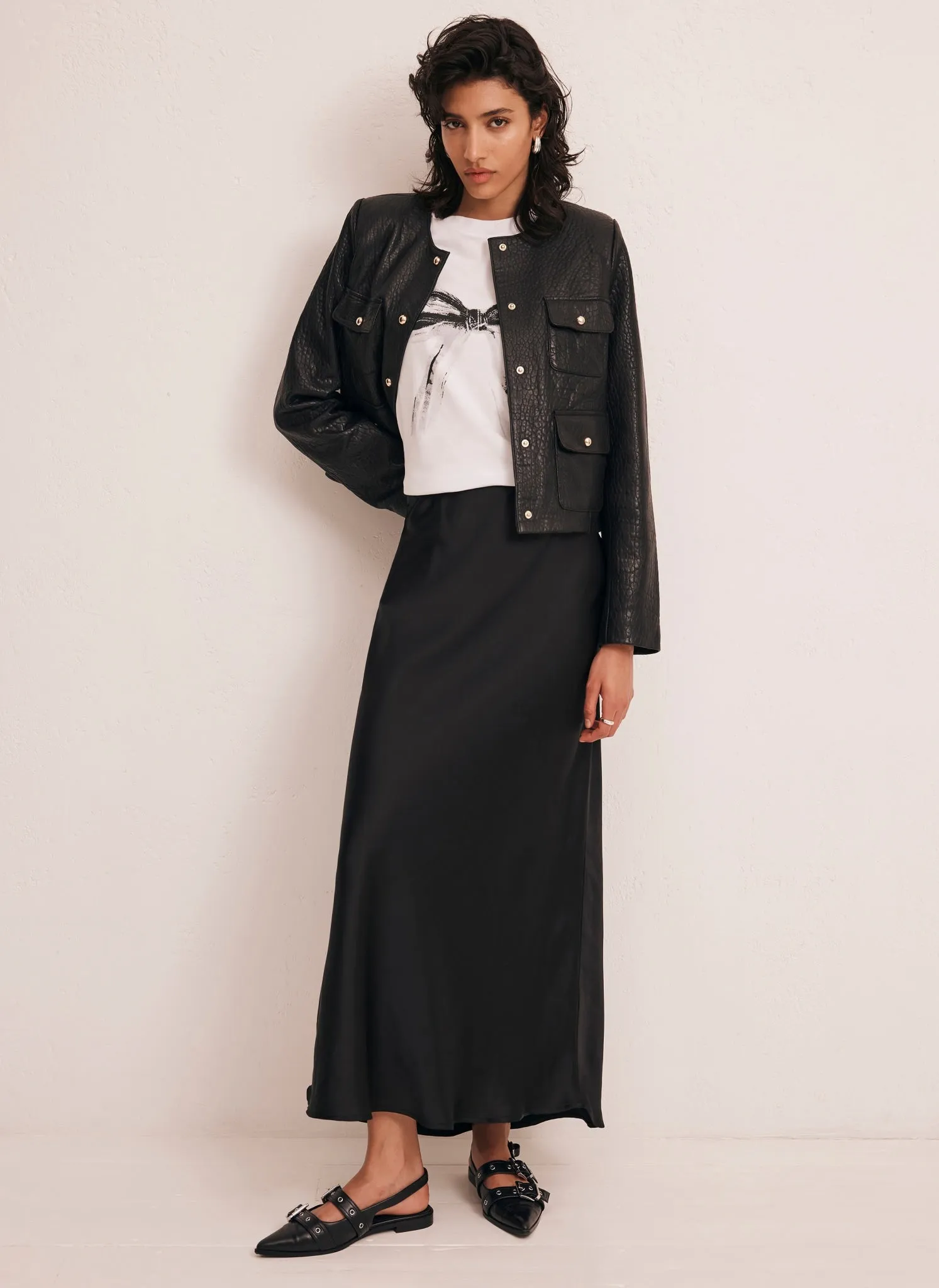 Black Satin Maxi Slip Skirt sold by Mint Velvet
