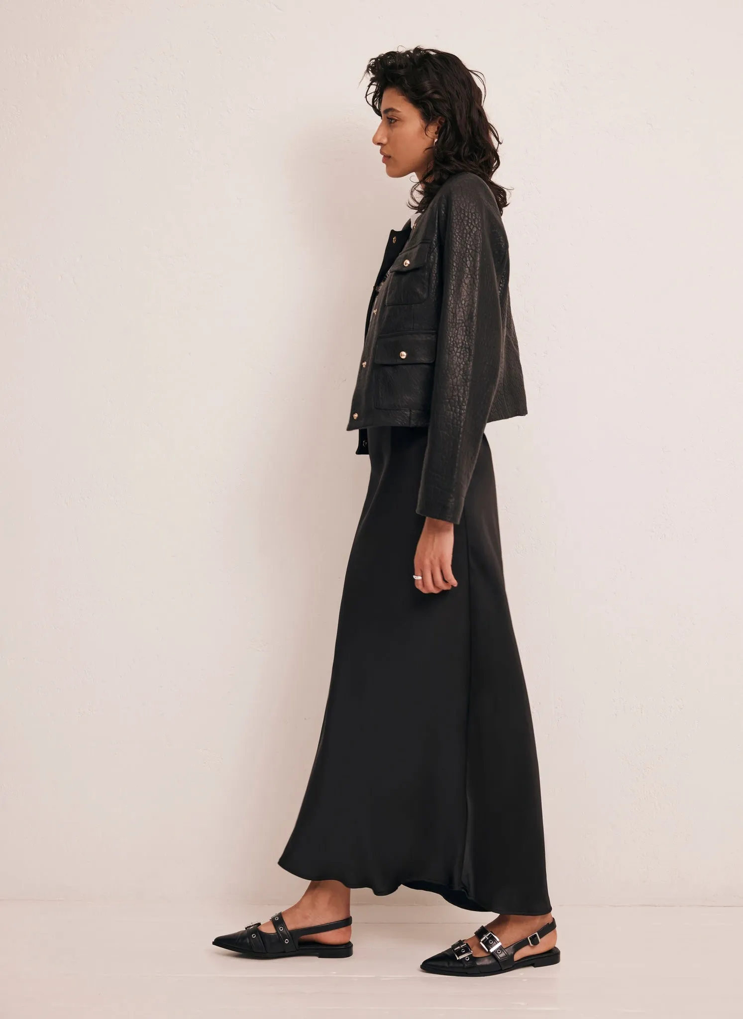 Black Satin Maxi Slip Skirt sold by Mint Velvet product image thumbnail 3