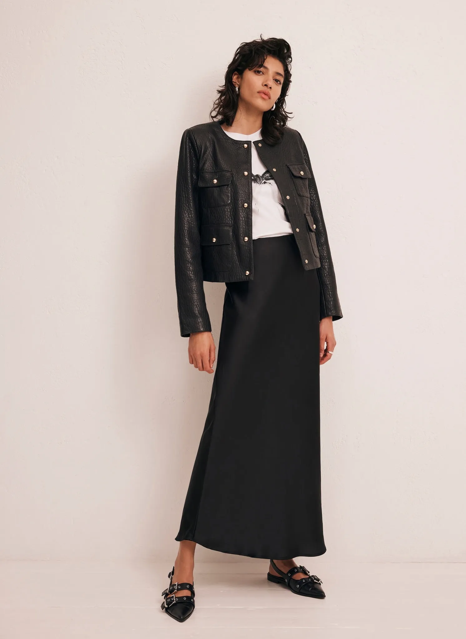 Black Satin Maxi Slip Skirt sold by Mint Velvet product image thumbnail 4