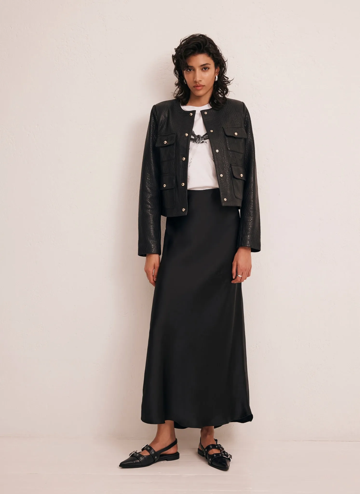 Black Satin Maxi Slip Skirt sold by Mint Velvet product image thumbnail 5