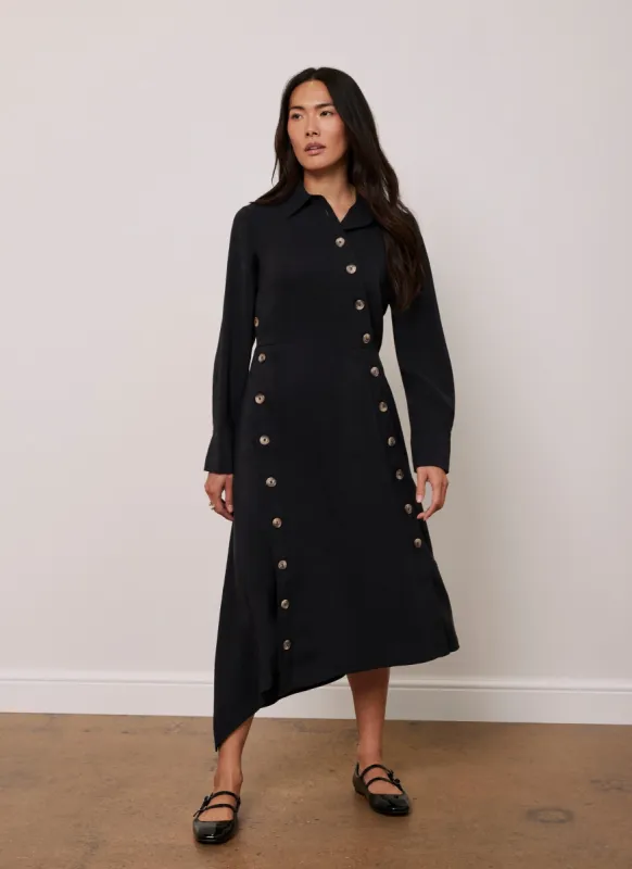 Black Button Midi Shirt Dress sold by Mint Velvet