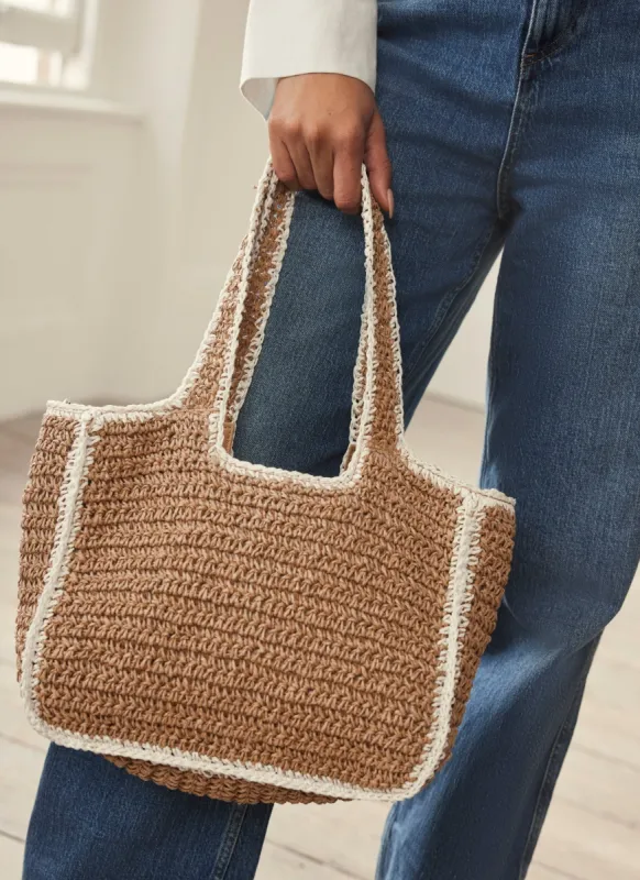 Neutral Woven Tote Bag sold by Mint Velvet