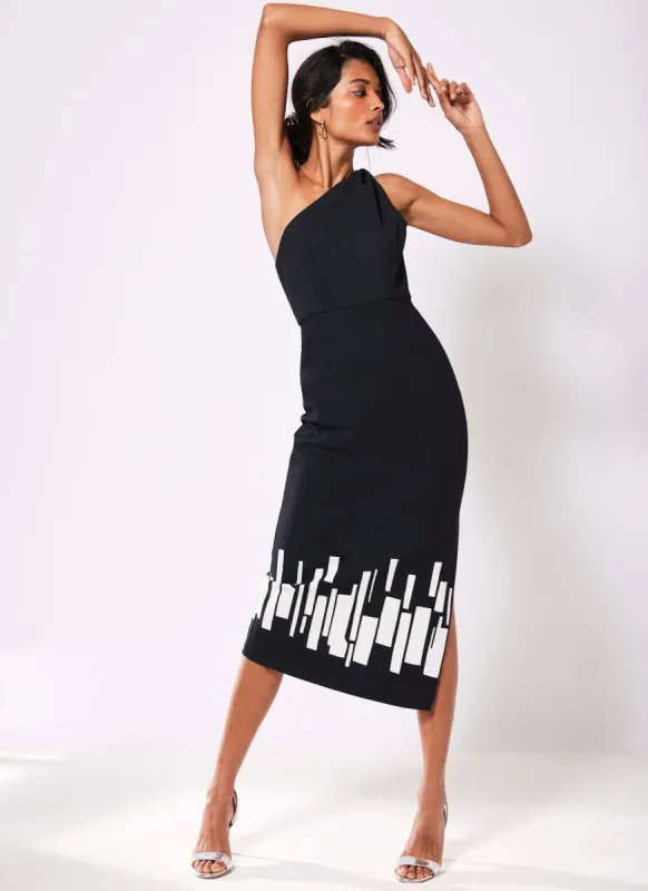 Mia Print Black Midi Dress sold by Mint Velvet