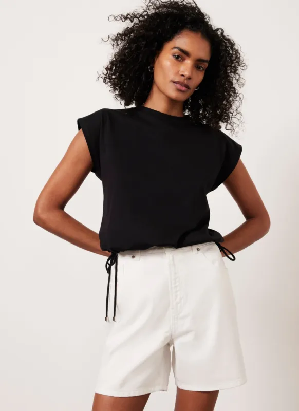 Black Cotton Drawstring Top sold by Mint Velvet