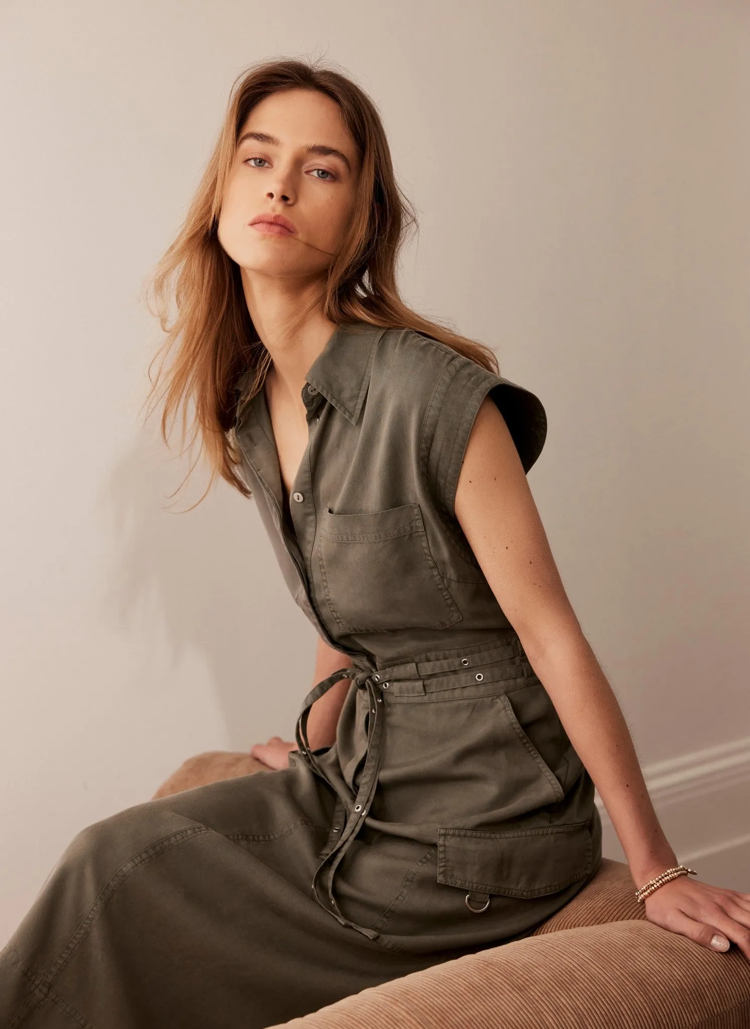 Khaki Midi Shirt Dress sold by Mint Velvet product image thumbnail 2