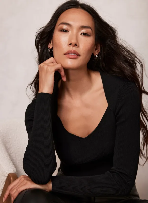 Black Wide Neck Knit Top sold by Mint Velvet