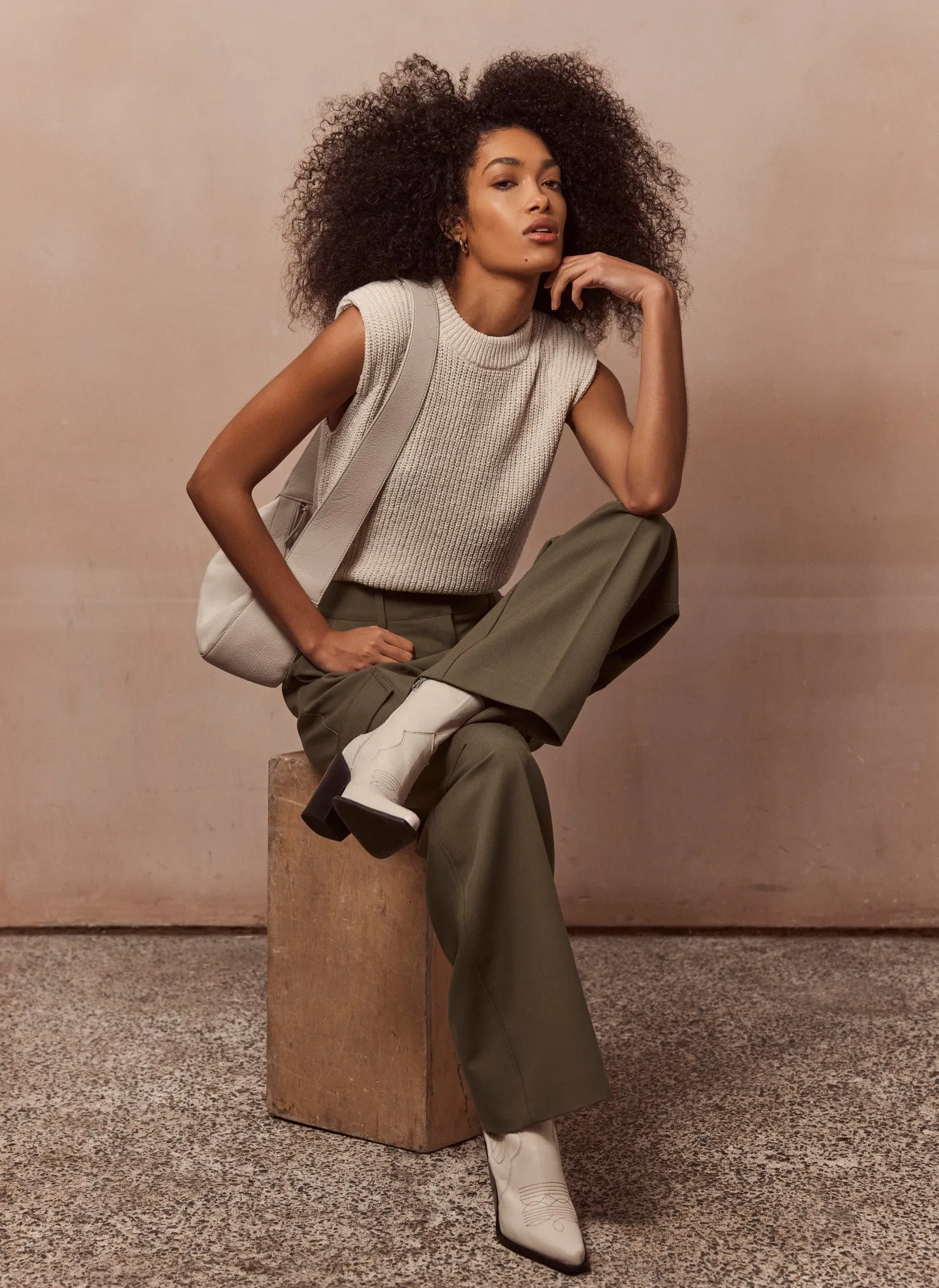 Cream Sleeveless Vest Top sold by Mint Velvet