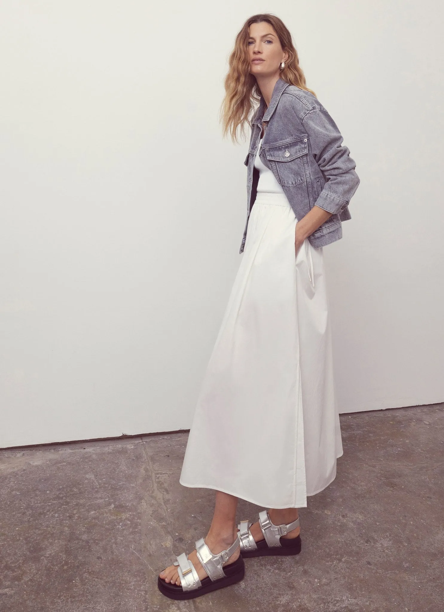 White Cotton Tie Maxi Skirt sold by Mint Velvet product image thumbnail 5