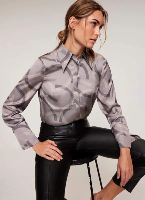Neutral Print Satin Shirt sold by Mint Velvet
