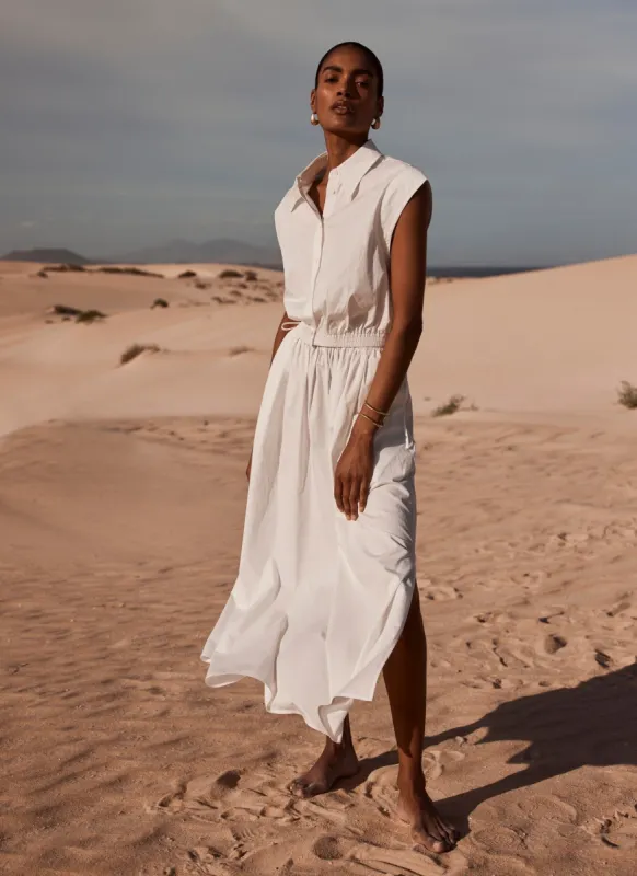 White Cotton Tie Maxi Skirt sold by Mint Velvet