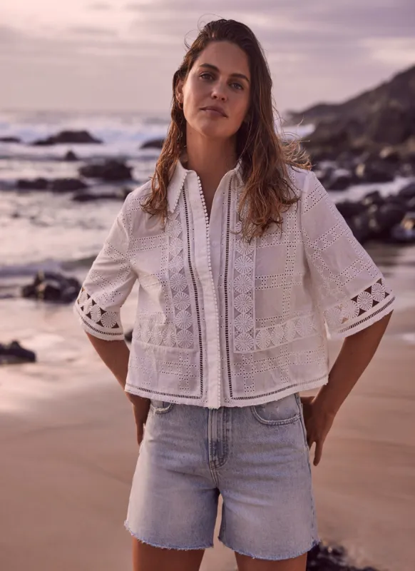 White Broderie Anglaise Shirt sold by Mint Velvet