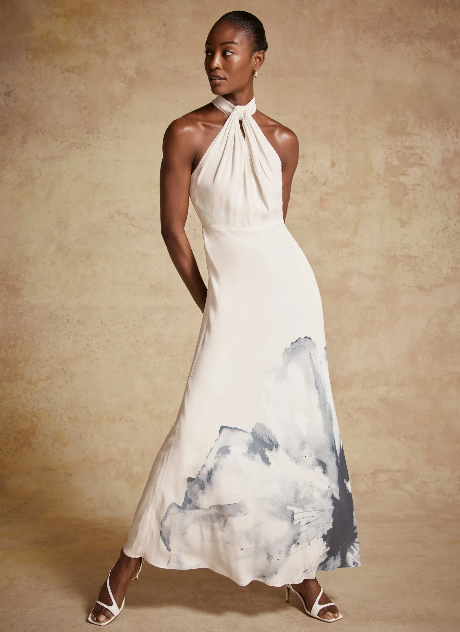 Cream Floral Halter Maxi Dress sold by Mint Velvet product image thumbnail 3