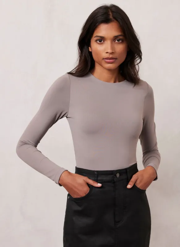 Taupe Layering Crew Neck Top sold by Mint Velvet