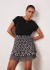 Black Mixed Print Mini Skirt sold by Mint Velvet