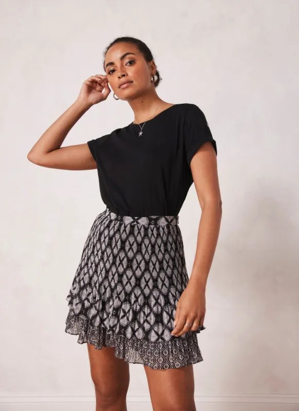 Black Mixed Print Mini Skirt sold by Mint Velvet