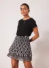 Black Mixed Print Mini Skirt sold by Mint Velvet