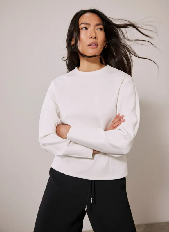 White Structured Sleeve Sweatshirt sold by Mint Velvet