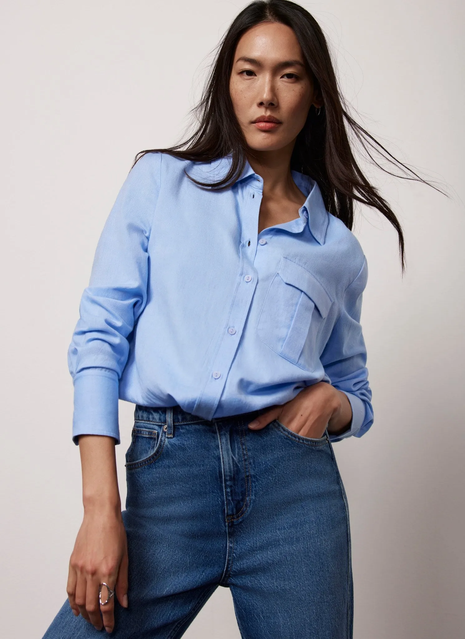 Blue Chambray Oversized Shirt sold by Mint Velvet product image thumbnail 5