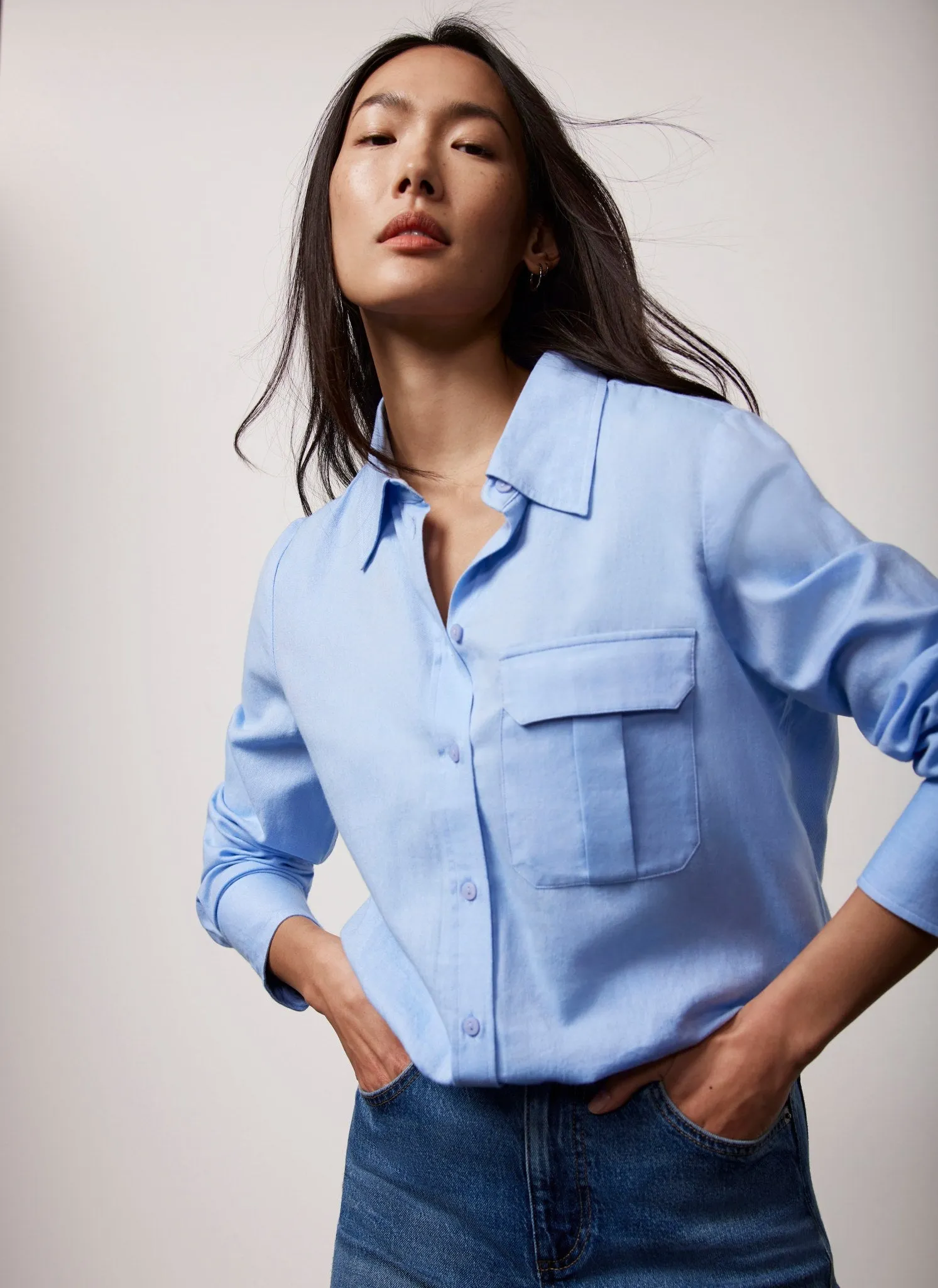 Blue Chambray Oversized Shirt sold by Mint Velvet product image thumbnail 2