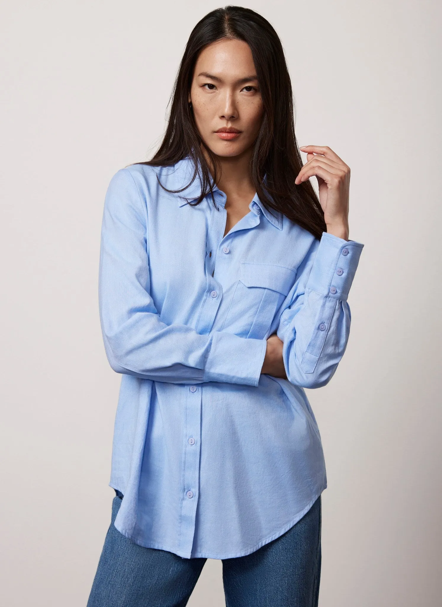 Blue Chambray Oversized Shirt sold by Mint Velvet product image thumbnail 3