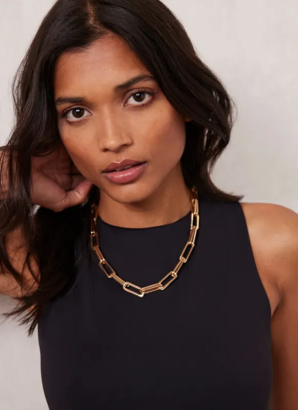 Gold Tone Square Link Necklace sold by Mint Velvet