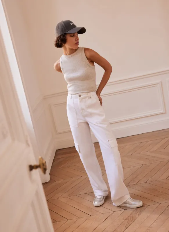 White Cargo Wide Jeans sold by Mint Velvet
