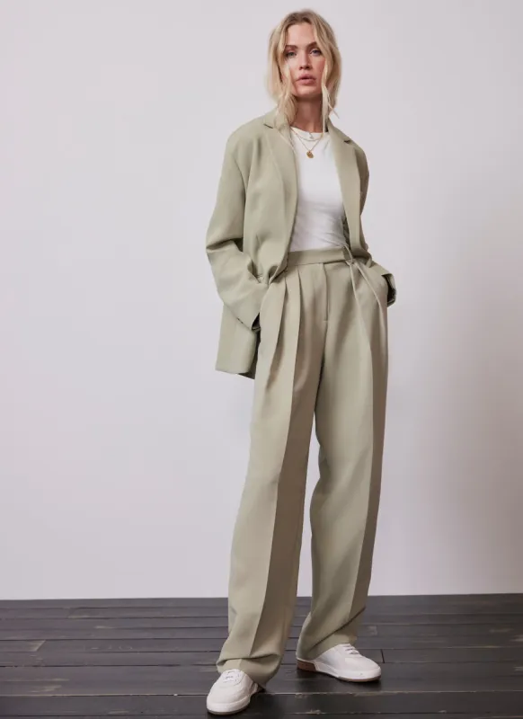 Green Tailored Wide Trousers sold by Mint Velvet