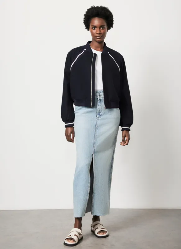 Navy Wool Blend Bomber Jacket sold by Mint Velvet