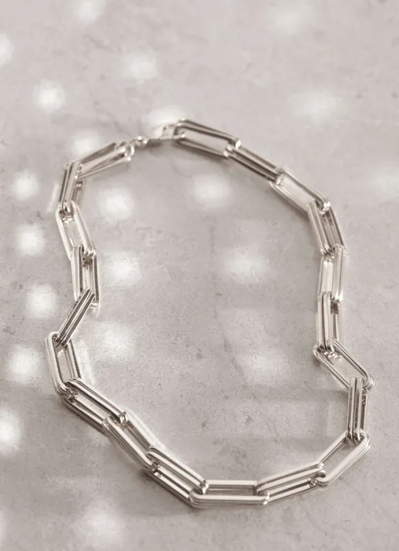 Silver Tone Square Link Necklace sold by Mint Velvet