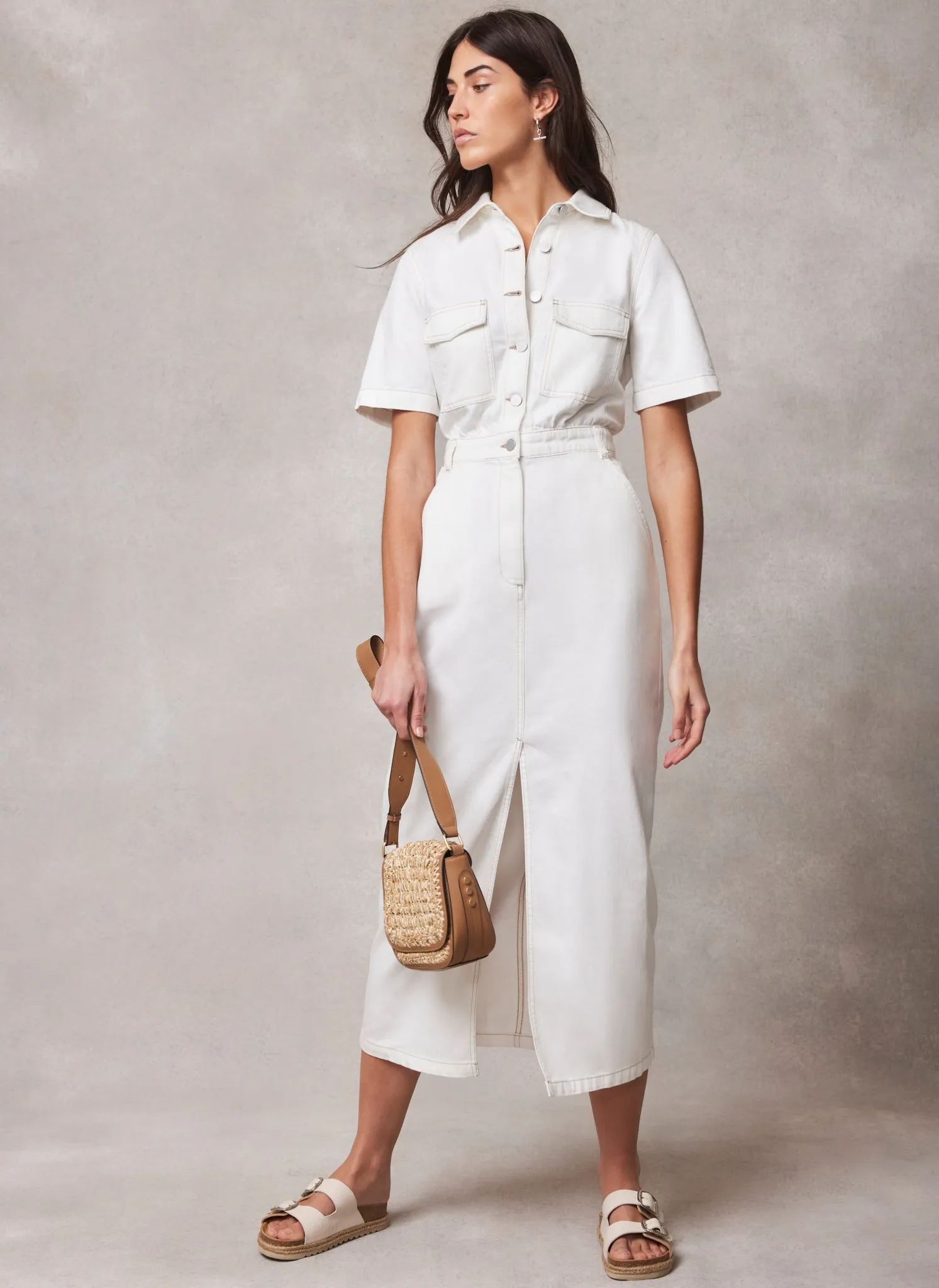 Cream Denim Midi Dress sold by Mint Velvet product image thumbnail 5