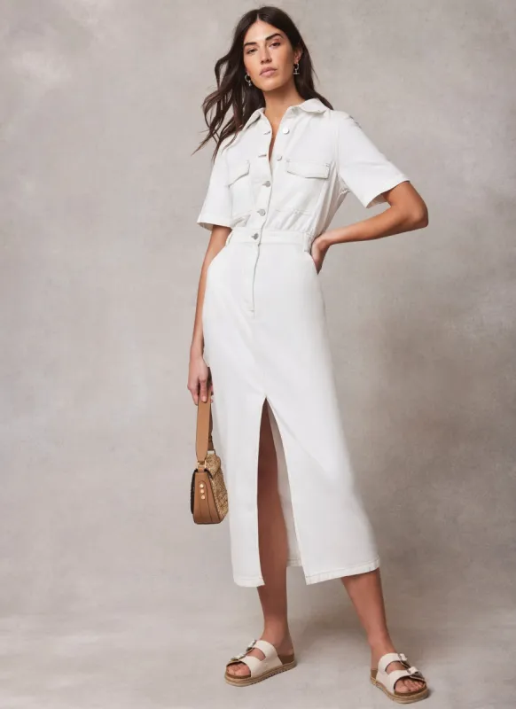 Cream Denim Midi Dress sold by Mint Velvet