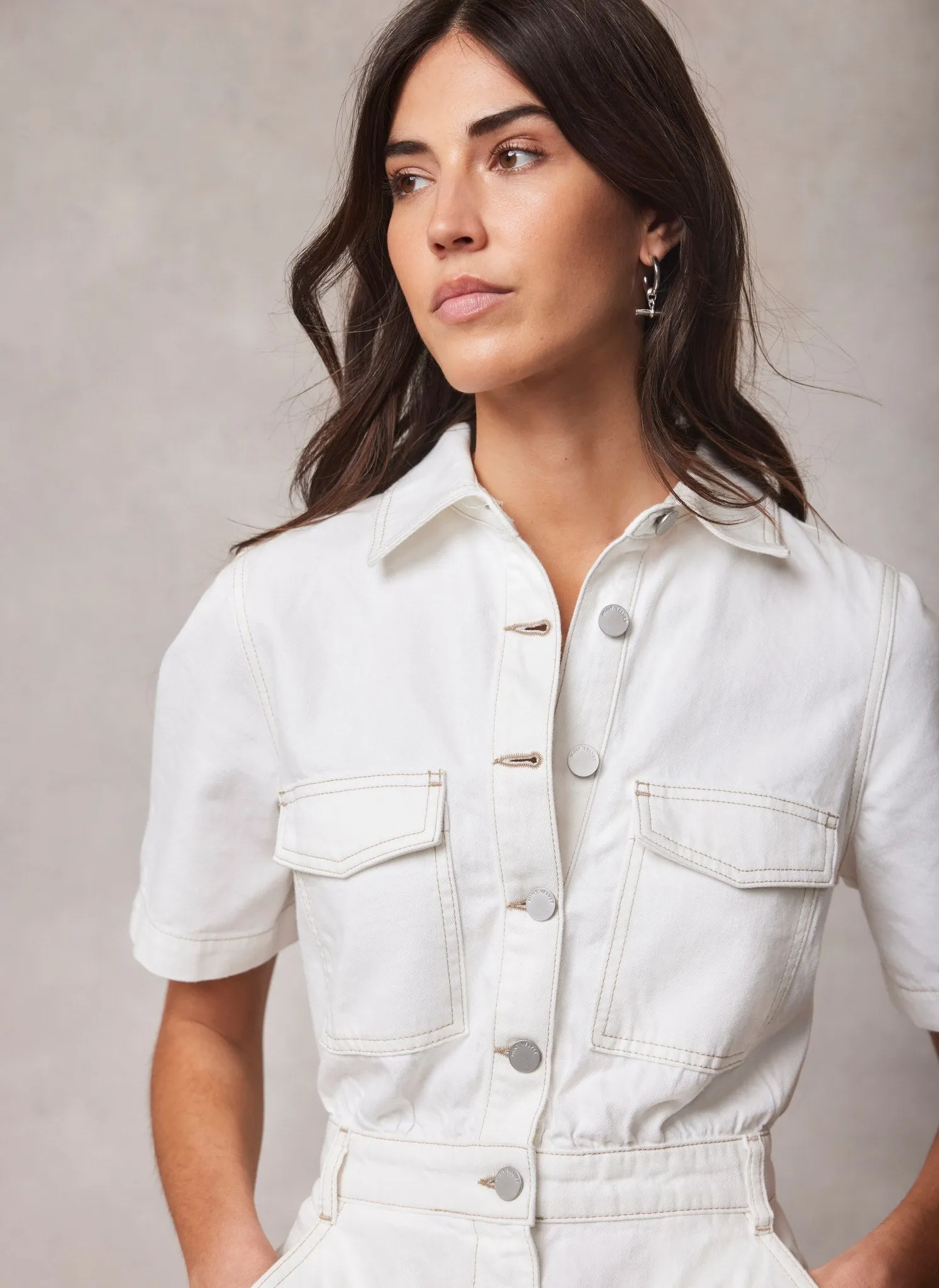 Cream Denim Midi Dress sold by Mint Velvet product image thumbnail 4