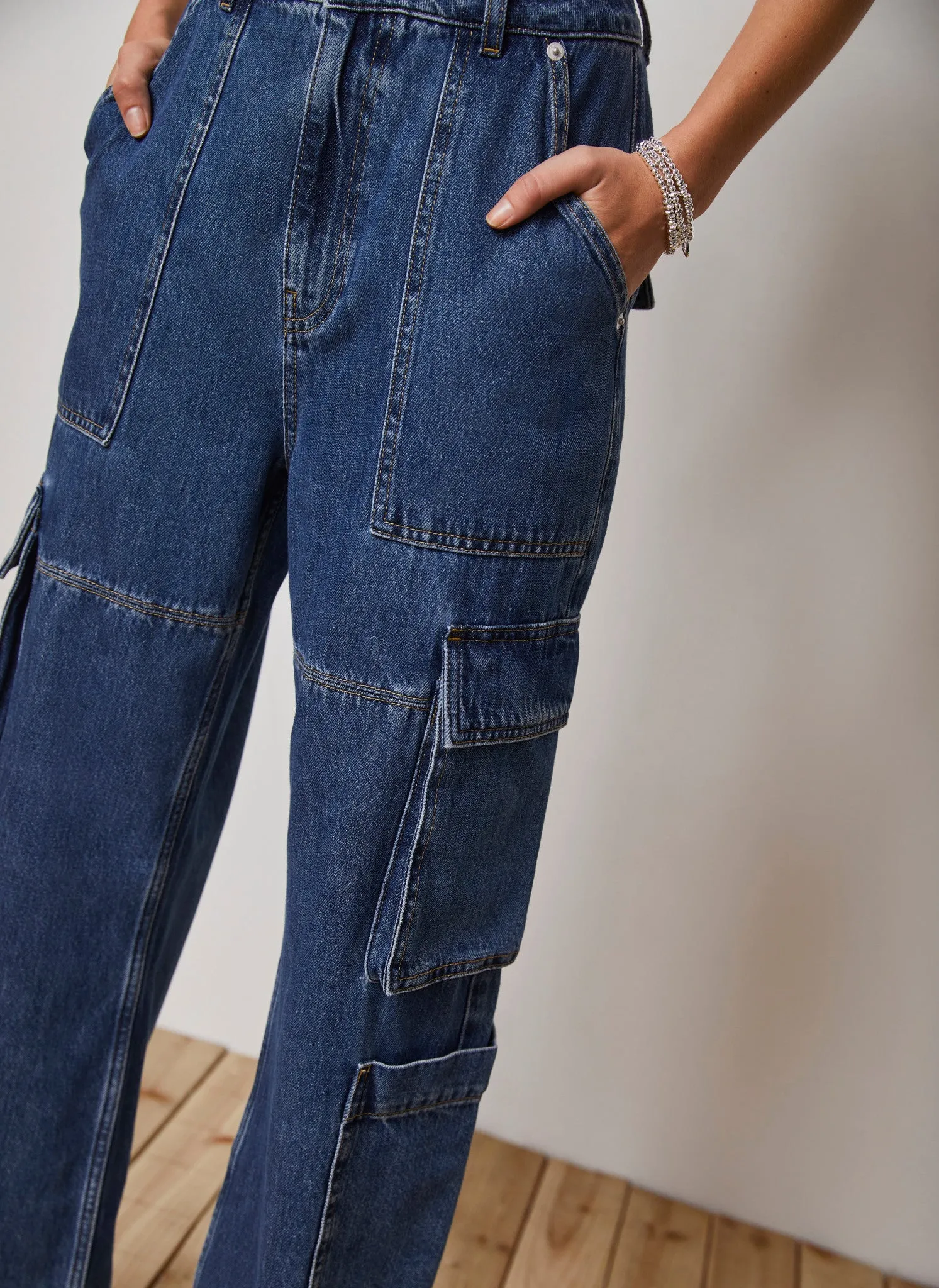 Indigo Ultimate Cargo Pocket Jeans sold by Mint Velvet product image thumbnail 3
