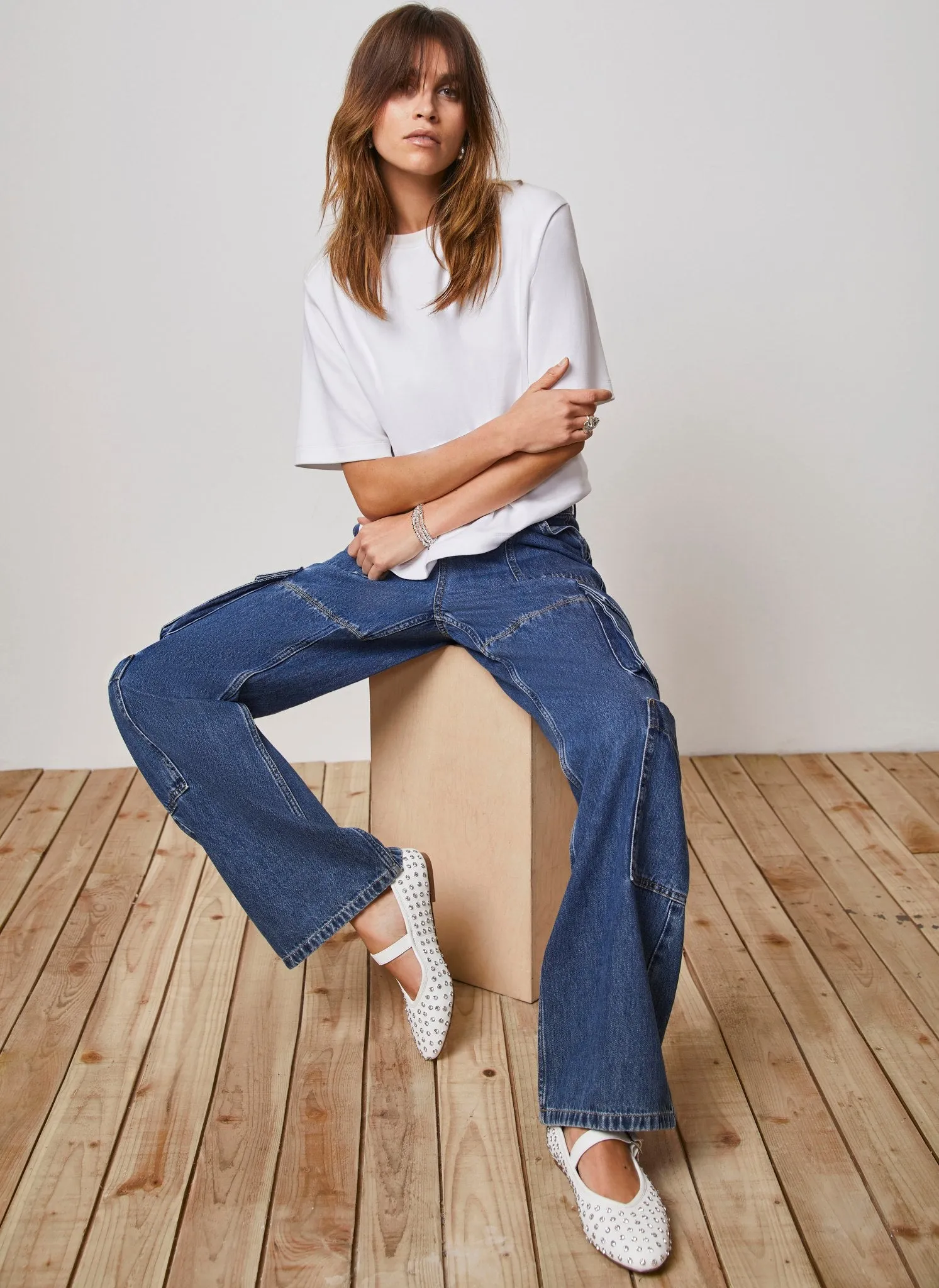 Indigo Ultimate Cargo Pocket Jeans sold by Mint Velvet