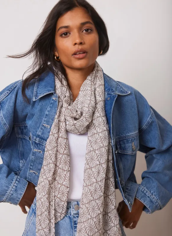 Neutral Print Lightweight Scarf sold by Mint Velvet